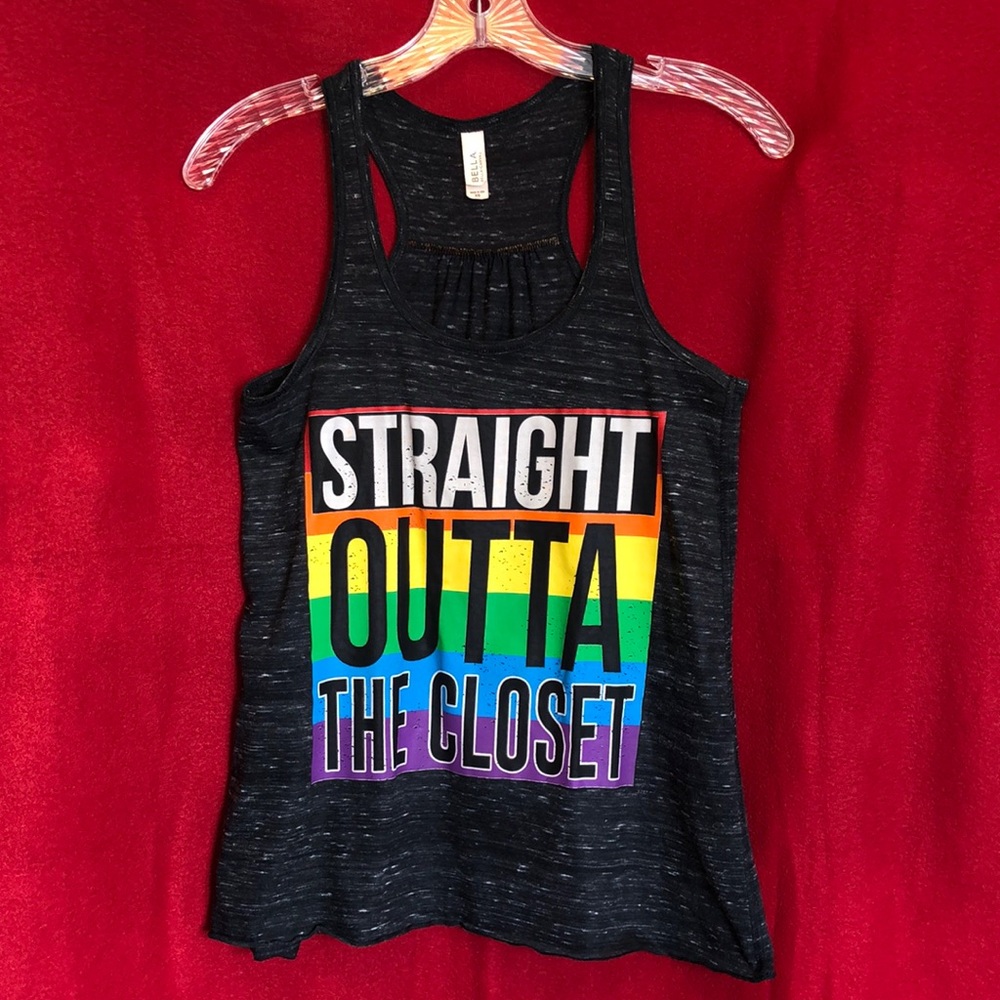 BELLA Straight Outta The Closet Racerback Top Sz XS LGBTQIA 🏳️‍🌈 Pride